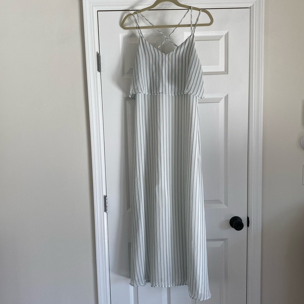 Blue and white striped flowy maxi dress- Size 2 Ann Taylor